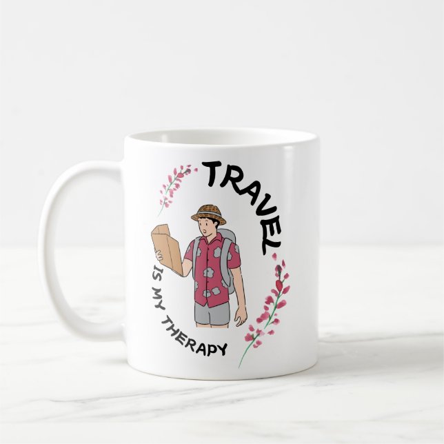 travel is my therapy coffee mug (Left)