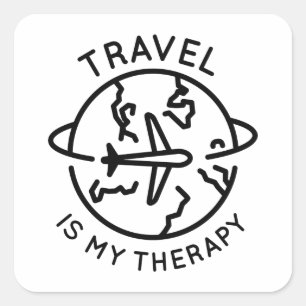 Travel Is My Therapy Square Sticker