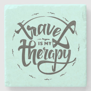 Travel Is My Therapy Stone Coaster