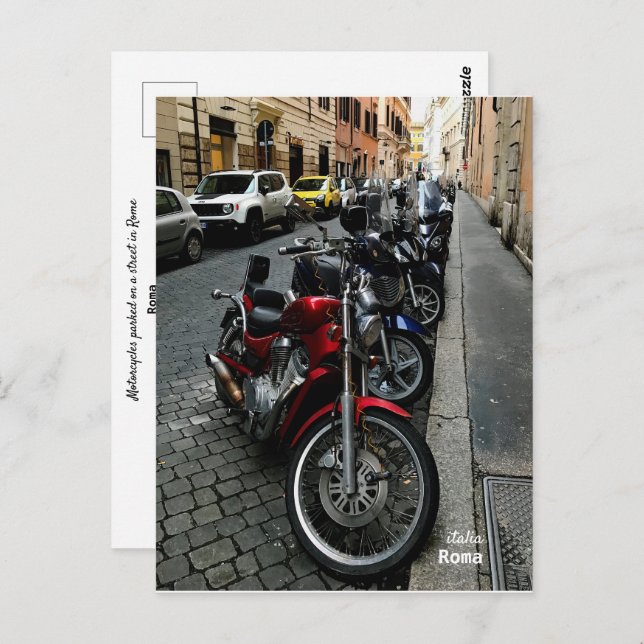 Travel | Italy - Rome, Motorcycles parked Postcard (Front/Back)