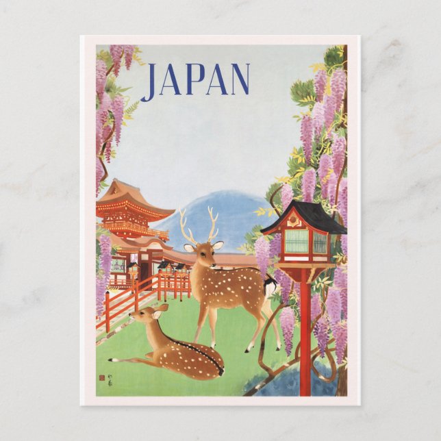 Travel Japan by Train Vintage Postcard (Front)