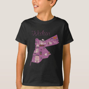 Travel Jordan Map Amman Petra Dead Sea Family Vaca T-Shirt