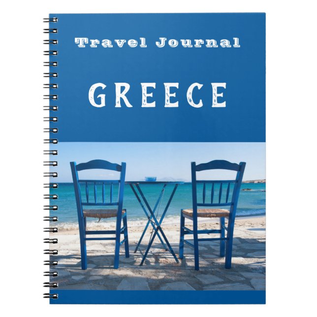 Travel Journal Greece blue customisable  (Front)