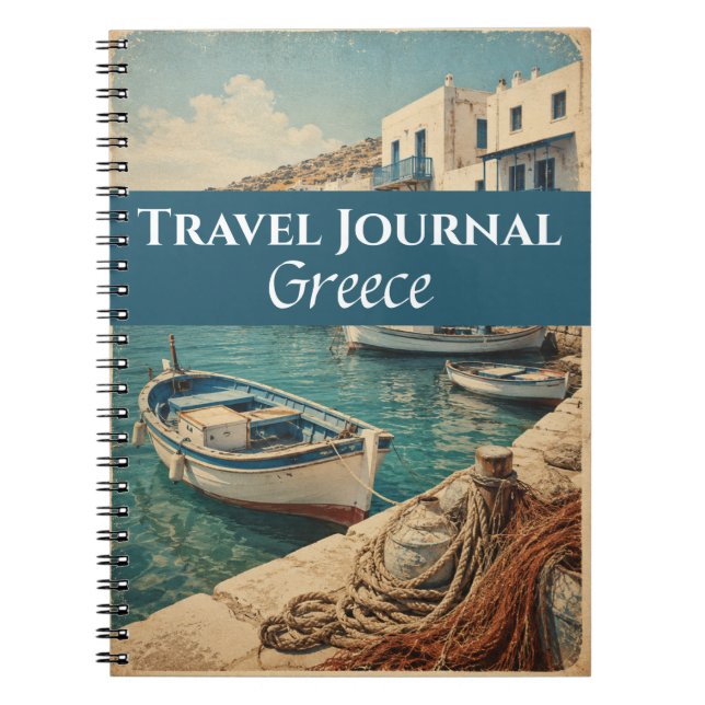 Travel Journal Greece Blue Customisable (Front)