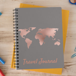 Travel Journal Pretty Rose Gold Map Foil