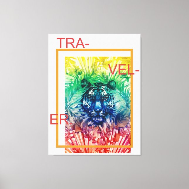 Travel Jungle Wild Tiger Tropical Leaves Canvas Print (Front)