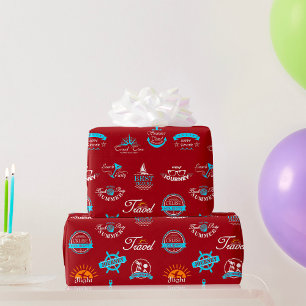 Travel Labels Wrapping Paper