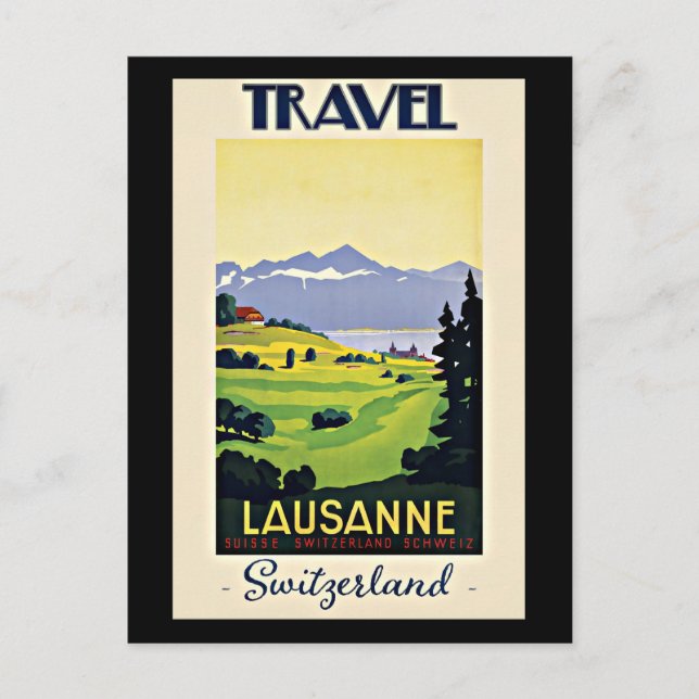 Travel Lausanne, Switzerland vintage poster, Postcard (Front)
