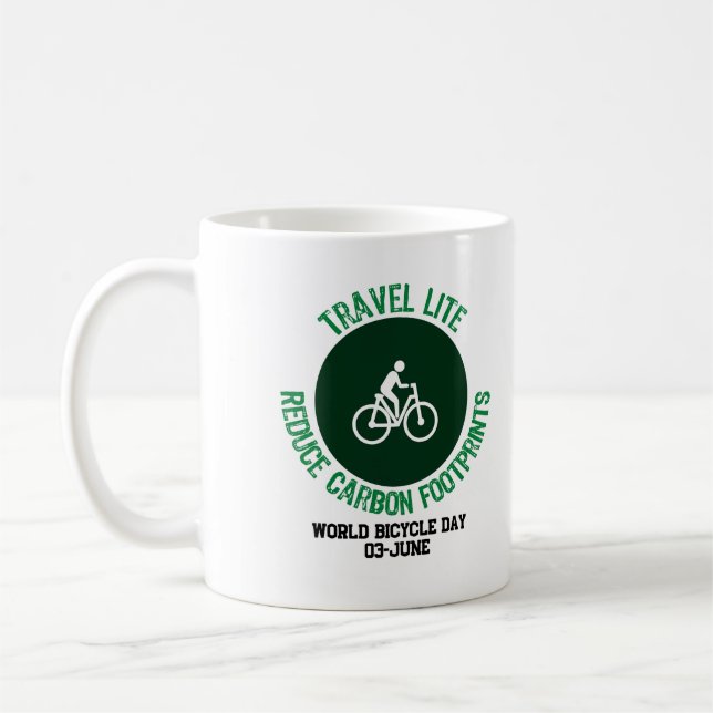 Travel Lite, Reduce Carbon Footprints.w Coffee Mug (Left)