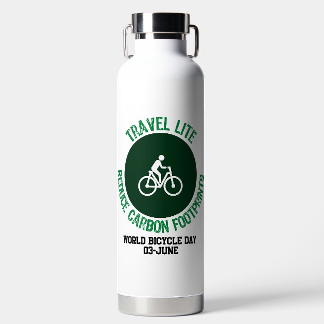 Travel Lite, Reduce Carbon Footprints.w Water Bottle (Front)