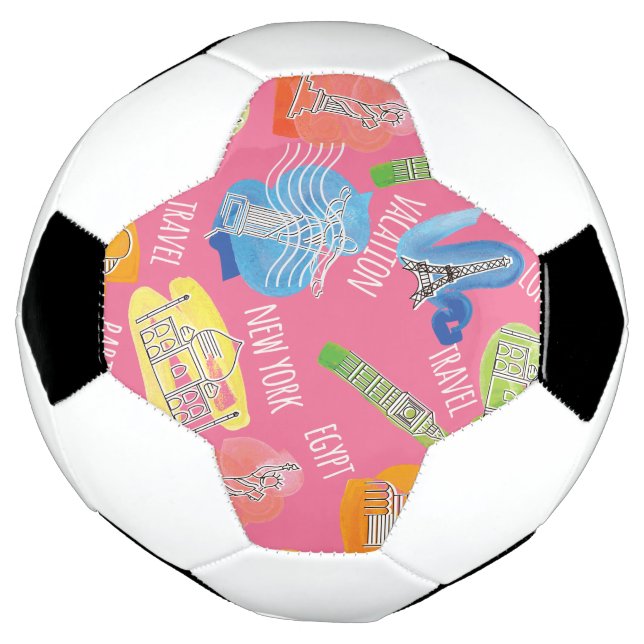 Travel Locations Pattern Football (Rotated)
