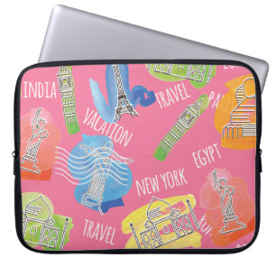 Travel Locations Pattern Laptop Sleeve