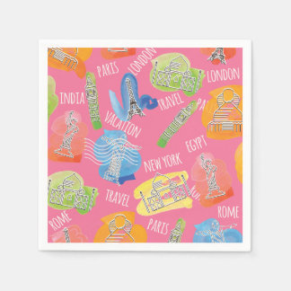 Travel Locations Pattern Napkin