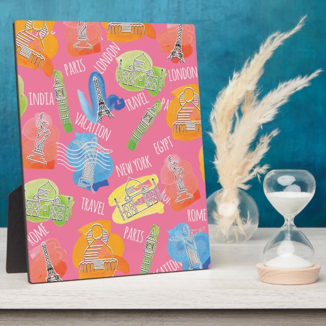 Travel Locations Pattern Plaque (Side)