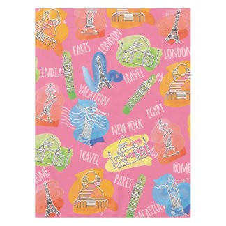 Travel Locations Pattern Tablecloth