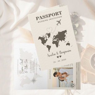 Travel love Theme  Passport Destination Wedding  Invitation