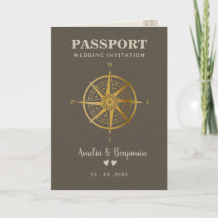 Travel love Theme  Passport Destination Wedding  Invitation