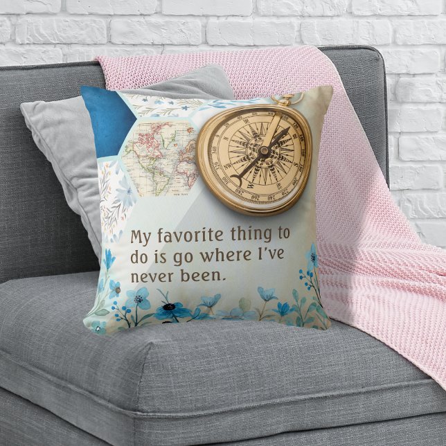 Travel Lover | Golden Compass Cushion (Creator Uploaded)