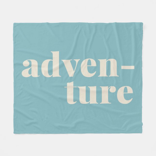 Travel Lovers Adventure Text Soft Teal Blue Retro Fleece Blanket (Front (Horizontal))