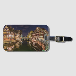 Travel Luggage Tag France Photo Night Strasbourg