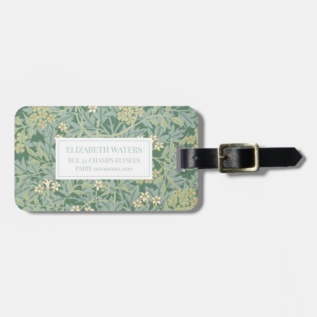 TRAVEL LUGGAGE TAG : WILLIAM MORRIS : JASMINE (Front Horizontal)