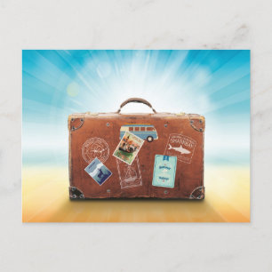 Travel Luggage, vintage Italia poster, Postcard