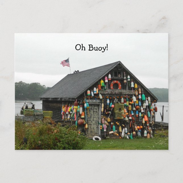 Travel Maine Lobster buoys Oh Buoy shack view PC Postcard (Front)
