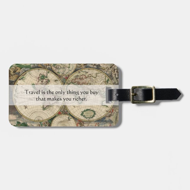Travel Makes You Richer Quote - Customisable Luggage Tag (Front Horizontal)