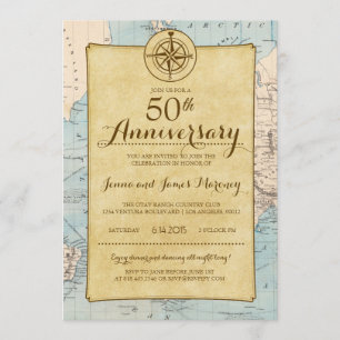 Travel Map 50th Anniversary Invitation