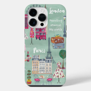 Travel map London Paris iPhone 14 Pro Max Case