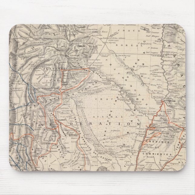 Travel Map of Dr V Martin de Moussy Mouse Mat (Front)