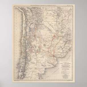Travel Map of Dr. V Martin de Moussy Poster
