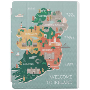 Travel Map of Ireland   Landmarks & Cities iPad Smart Cover
