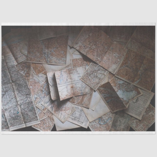 Travel Maps 20x30 Decoupage Background Tissue Paper (Front)