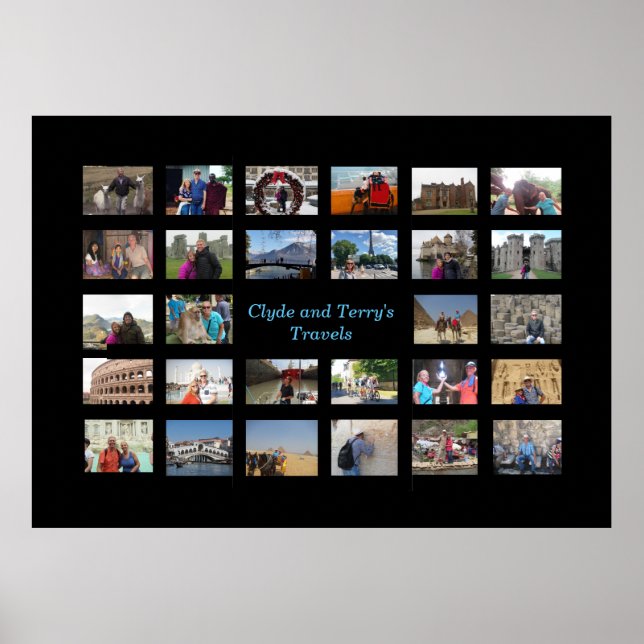 Travel Memories Collage 36 X 24 Black Background  Poster (Front)