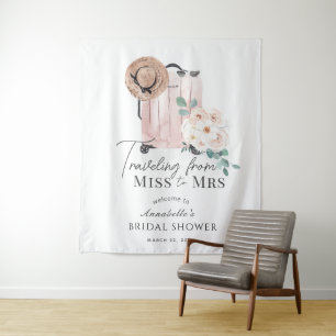 Travel Miss to Mrs Pink Suitcase Bridal Shower Tapestry