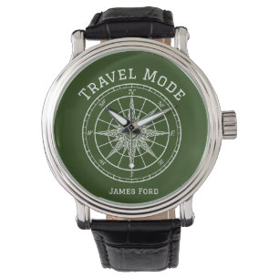 Travel Mode Typography,Vintage Compass,Minimalist Watch
