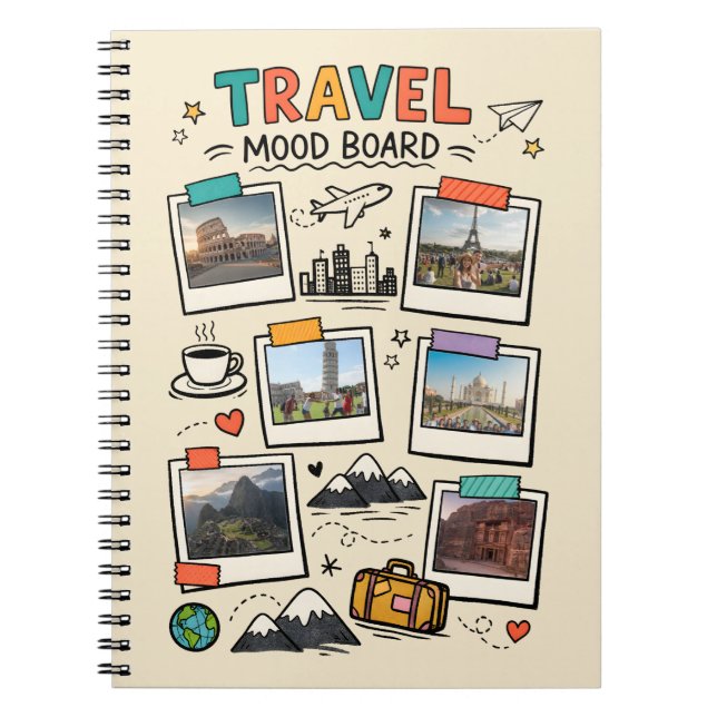Travel Mood Board Dream Trip Journal Cover (Front)