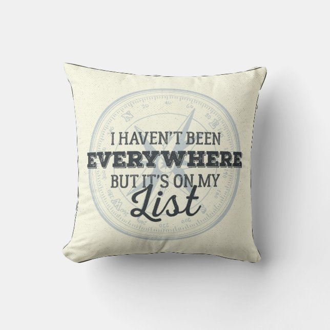 Travel more compass stamp motivational quote cushion (Front)