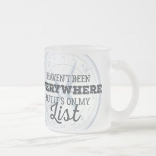 Travel more compass stamp motivational quote frosted glass coffee mug
