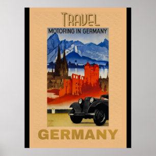 Travel, Motoring in Germany vintage Poster