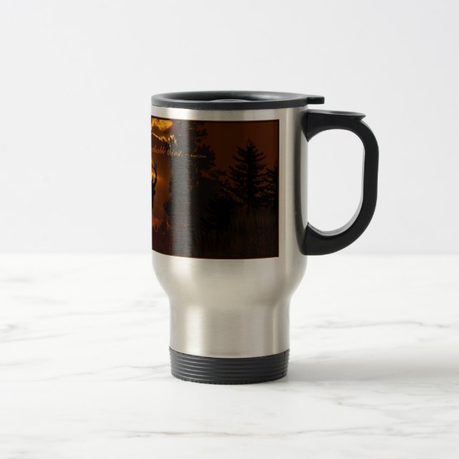 Travel Mug, Deer at Sunset in Orange Tones Travel Mug (Right)