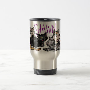 Travel Mug, Happy Alley Cats, Custom Name Mug