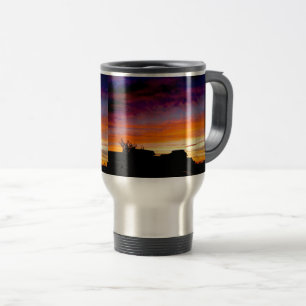 Travel mug insulated with beautiful sunset photo