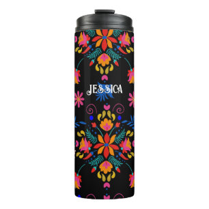 Travel Mug Mexican Floral Folk Art Thermal Tumbler