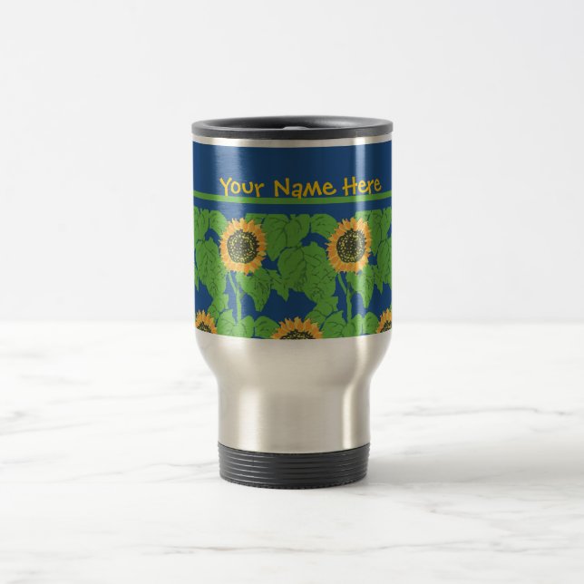 Travel Mug to Customise,  Golden Sunflowers (Center)