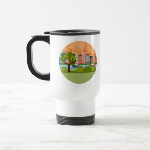 Travel Mug With A City Scene
