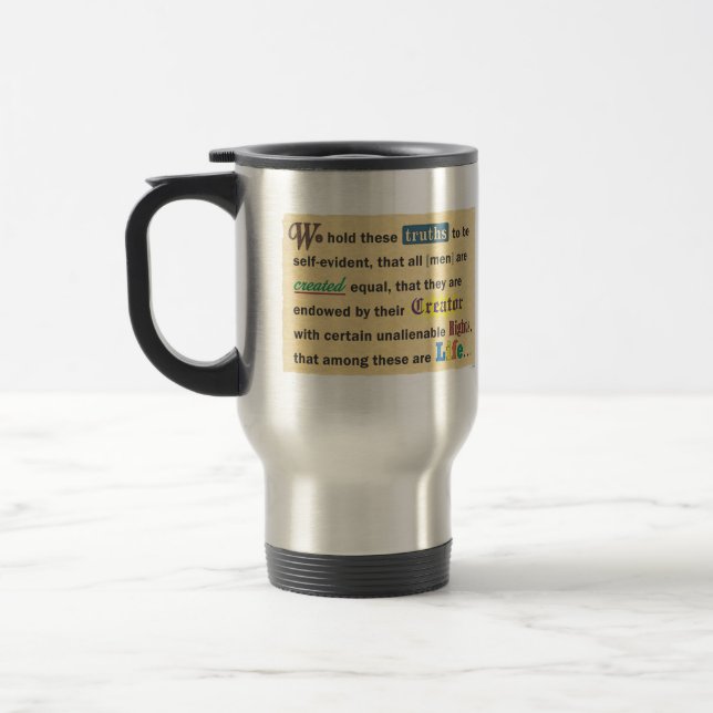 Travel mug with a pro-life message. (Left)