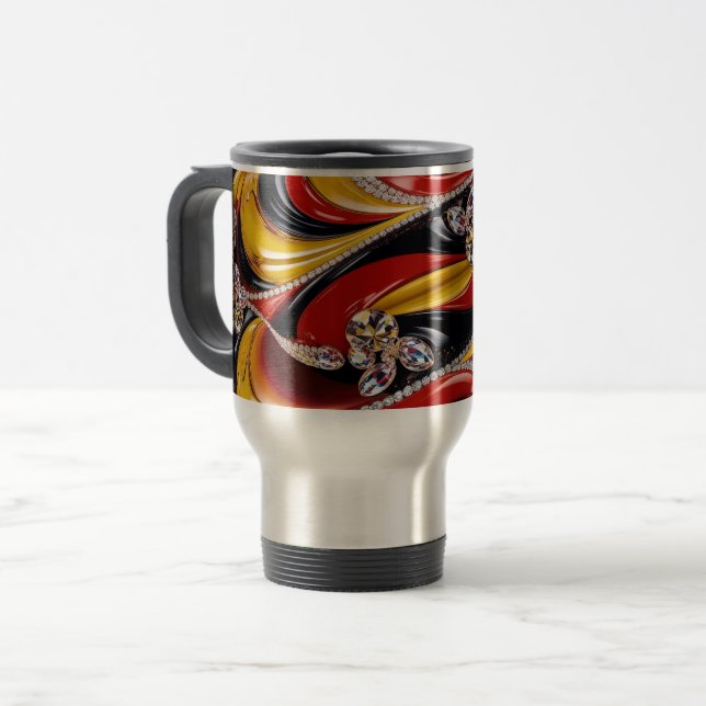 Travel Mug with Belgian Colours Design (Front Left)