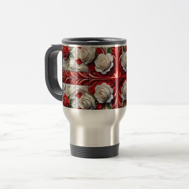 Travel Mug with Englsih Roses Design (Front Left)